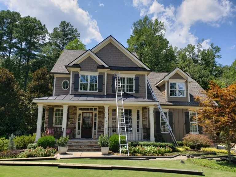 Raleigh home during gutter installation