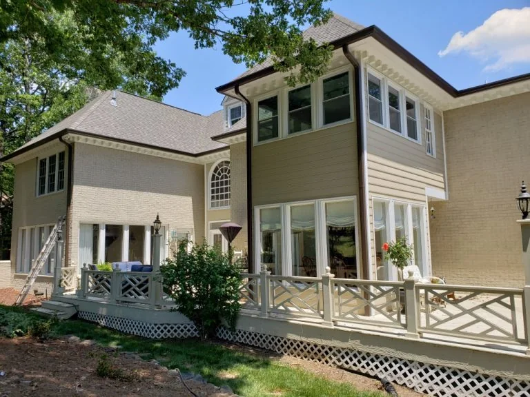 Completed gutter project on a large residential property